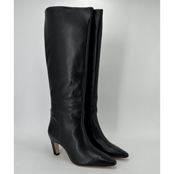Everlane The Knee-High Banana Heel Boot in Black Leather sz 8 Women's Pull-on
